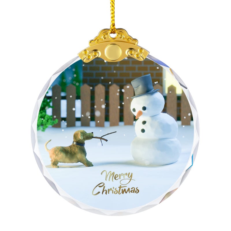 YouerCrystal Christmas Hanging Ornament 2024  Snowman Christmas Ornament Dog Shiny Decor Ornament Decoration for Christmas Tree  Crystal Home Decor Xmas Gifts (Dog and Snowman) - Image 1